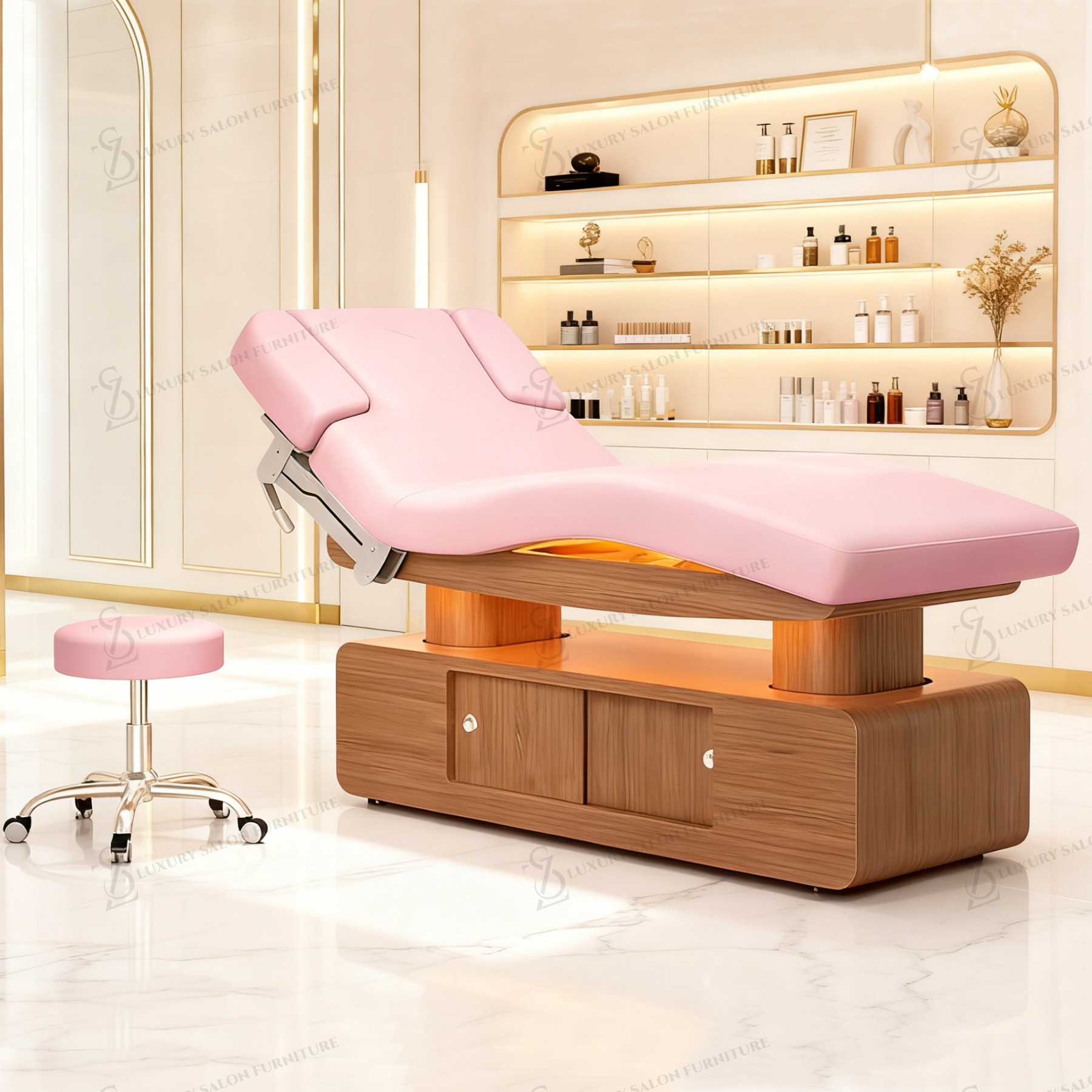 Spa Wellness Salon - Lit de beauté rose de luxe