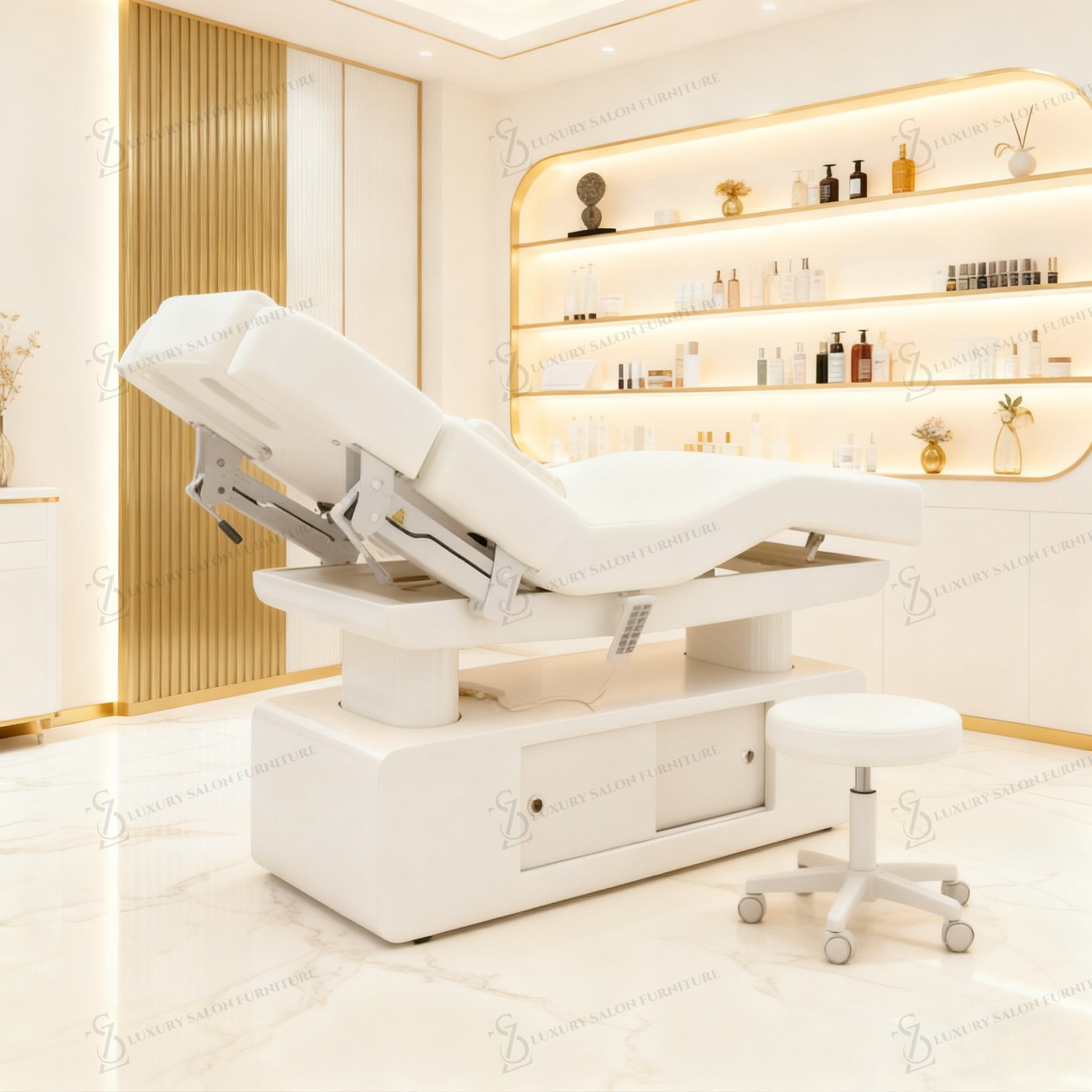 Lit de beauté rose de luxe à 3 - Spa Wellness Salon avis et prix